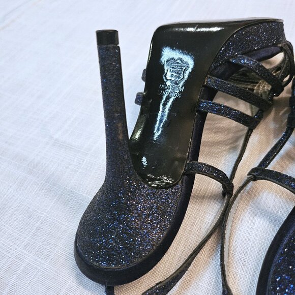 NINA NEW YORK Blue Sparkly Fenix Platform Slingback Stiletto 4" Heels Size 5.5 - Picture 6 of 8